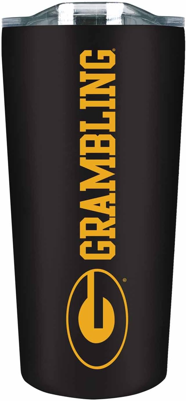 Campus Colors NCAA Stainless Steel Tumbler perfect for Gameday - 18 oz - Double Walled - Keeps Drinks Perfectly Insulated (Grambling State University - Black)