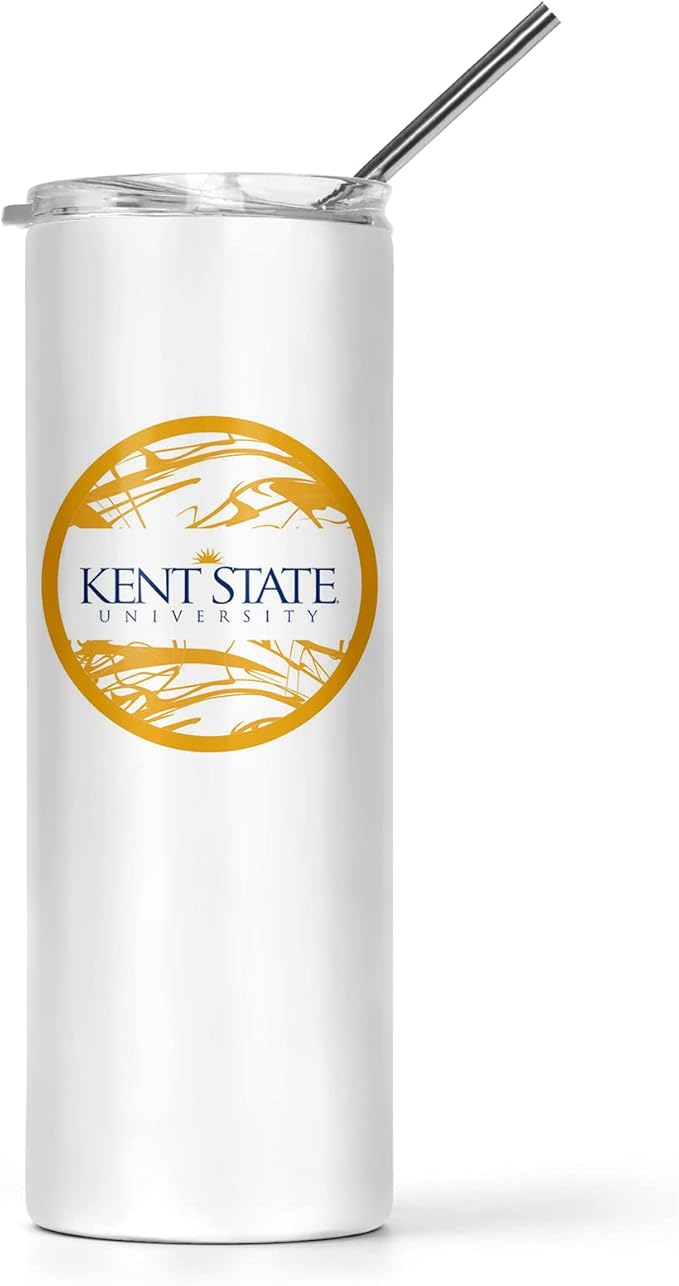 Kent State University Skinny Tumbler, Water Tumbler, Stainless Steel Tumbler, Tumbler Cup, Tumbler with Straw and Lid, Double Wall, Stainless Tumbler (Kent State University #17)