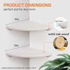Gieanoo Floating Corner Shelves Set 2 10inch White Solid Oak Rounded Corner - Image 2