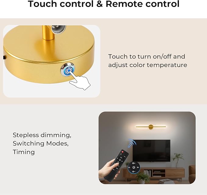 GvvooHome 1 Pack Battery Operated Wall Sconce Detachable 360°Rotate, Wireless - Image 6