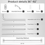 Curtain Rods 36-88 Inch, 1 Inch Adjustable Heavy Duty Room Darkening Window - Image 7
