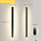 KELUOLY Modern Plug in Wall Lights, 31.4 inch Frosted Black LED Long Wall Sconce - Image 2
