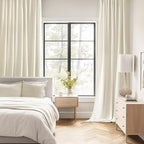 MIULEE Beige White Back Tab Blackout Curtains 108 Inch Long 2 Panels Set - Image 2