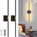 Wall Sconces Set of Two with Remote Control 29.1 in Dimmable Black Gold Battery by JZEKVN