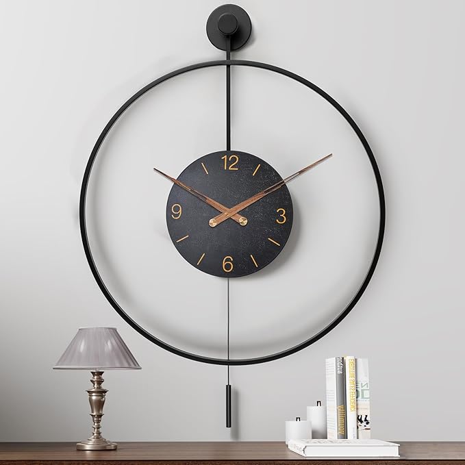 Pytha Sight Large Modern Wall Clock, 34.6×24 Inch Big Metal Minimalist Arabic by Pytha+Sight