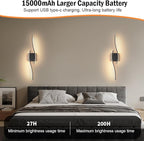 Daunton Modern Battery Operated Wall Sconce Set of 2, 3CCT Adjustable, Timer& - Image 5