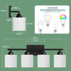 Black Bathroom Lighting Fixtures Over Mirror, 4-Light Anti-Rust Vanity Light - Image 3