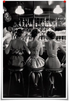 Vintage Black and White Posters Trendy Women Drink Cocktail Wall Art Funky - Image 2