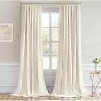 MIULEE Beige White Back Tab Blackout Curtains 102 Inch Long 2 Panels Set - Image 9