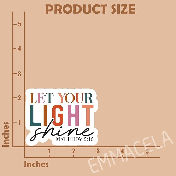 (3 Pack) Christian Stickers - Let Your Light Shine Matthew 5:16 - Bible Verse Waterproof Vinyl Decals for Tumblers, Laptops, Water Bottles, Scrapbooks – 3" x 2.3"