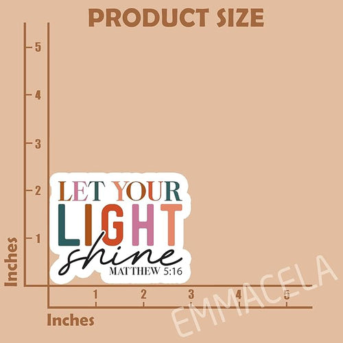 (3 Pack) Christian Stickers - Let Your Light Shine Matthew 5:16 - Bible Verse Waterproof Vinyl Decals for Tumblers, Laptops, Water Bottles, Scrapbooks – 3" x 2.3"
