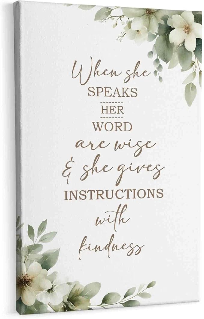 HIWX Christian Wall Decor, Sage Green Botanical Bible Verses Framed Canvas by HIWX