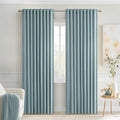 MIULEE Slate Blue Back Tab Blackout Curtains 90 Inches Long 2 Panels Set by MIULEE