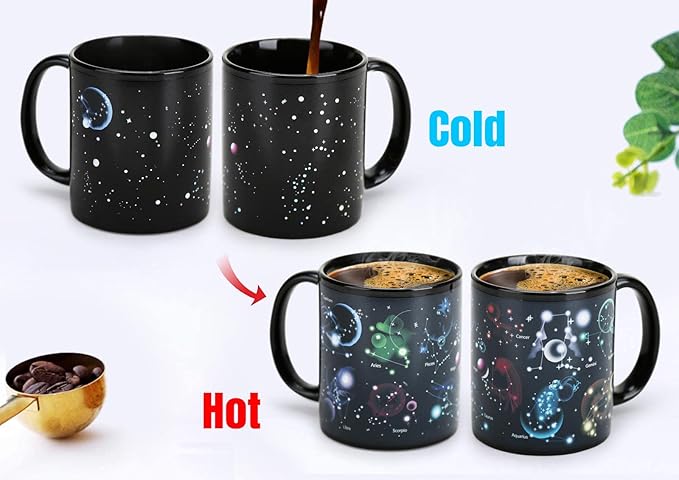 Astronomy Gifts Coffee Mug with Lid, 12 Constellation Space Gifts for Men & Women, Planet Galaxy Themed Ceramic Mug, Fast Delivery