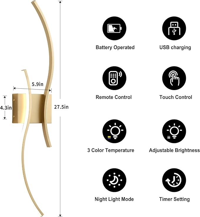 Battery Operated Wall Sconces Set of Two - Image 5