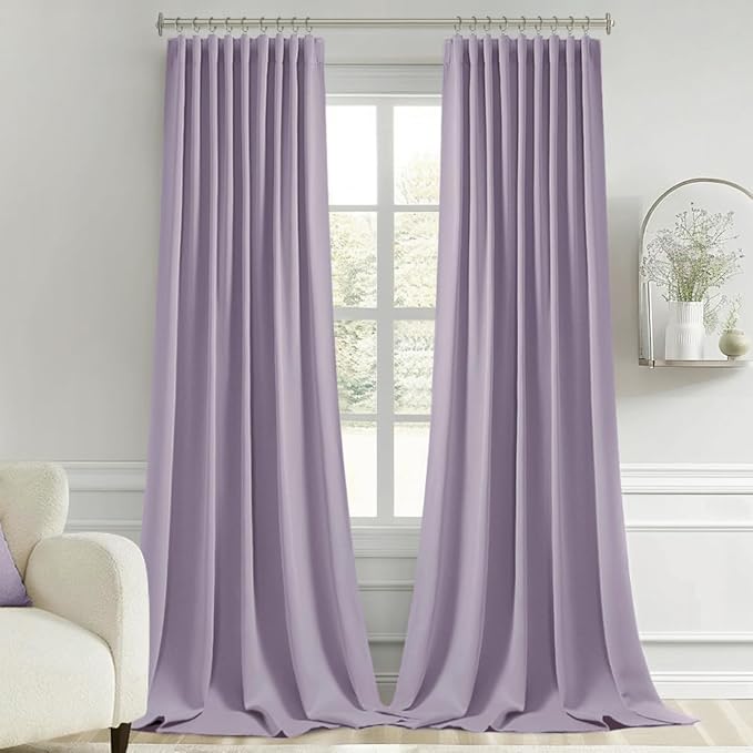 MIULEE Lilac Back Tab Blackout Curtains 102 Inch Long 2 Panels Set - Image 9