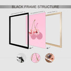 Funky Pink Cherry Poster Retro Disco Ball Canvas Wall Art 12X16 inch Black - Image 3