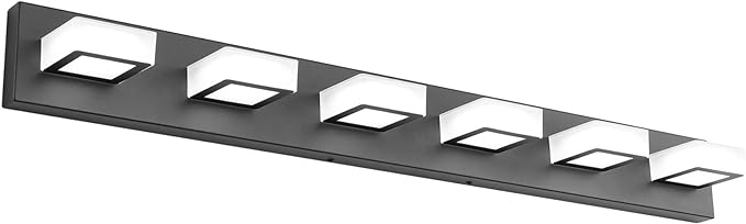 Ralbay Modern Black Vanity Lights Fixtures 6 Lights Acrylic Modern LED Matte by RalbayLighting