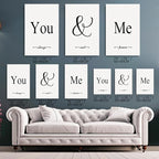 GUBIYU Black & White Bedroom 'You And Me' Love Words Art 24"x36" - Image 2
