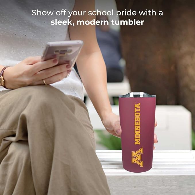 Campus Colors NCAA Stainless Steel Tumbler perfect for Gameday - 18 oz - Double Walled - Keeps Drinks Perfectly Insulated (Minnesota Golden Gophers - Maroon)