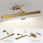 Afyuol Picture Lights for Wall, Brass Battery Operated Picture Light 24in Art - Image 6