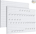 Peg Board, 2 Pack Metal Pegboard Panels White Pegboards Wall Organizer by MUWOOD