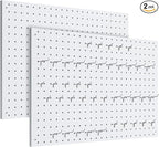 Peg Board, 2 Pack Metal Pegboard Panels White Pegboards Wall Organizer by MUWOOD