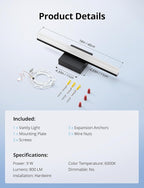 Combuh LED Bathroom Light Fixtures Over Mirror, 16 Inch 9W Black Vanity Light - Image 9