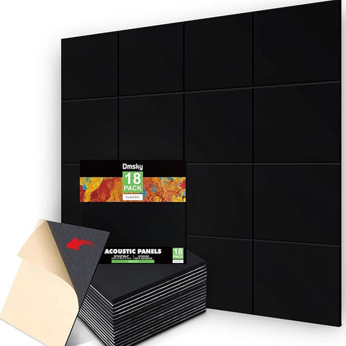18 Pack Black Acoustic Panels 12"X12"X 0.4"Sound Absorbing Panel Wall by DMSKY