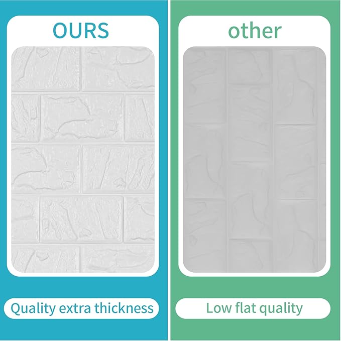 40 PCS 3D Wall Panels Peel and Stick Faux Foam 11.8"*11.8" White Brick Wallpaper - Image 6