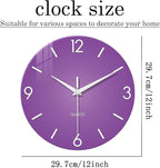 XFM Purple Wall Clock for Girls Bedroom Analog Simple Wall Clocks Battery - Image 6
