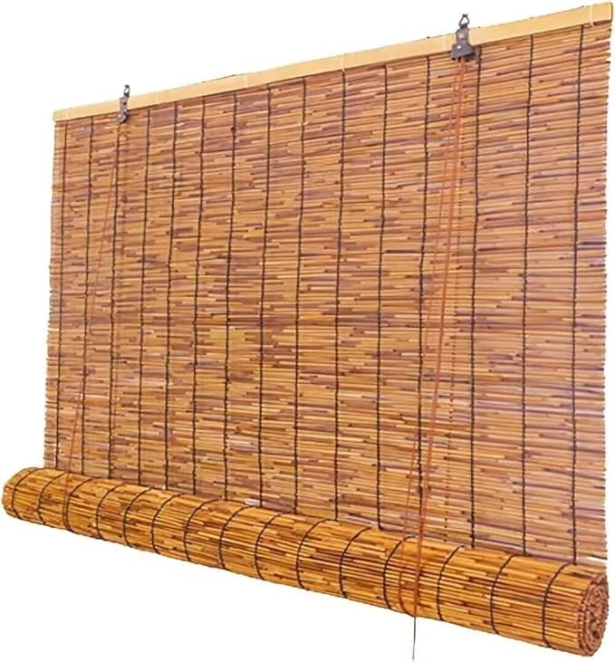 Roman Shades for Windows Bamboo Roller Shades for Patio Porch – Light Filtering by BAYUE