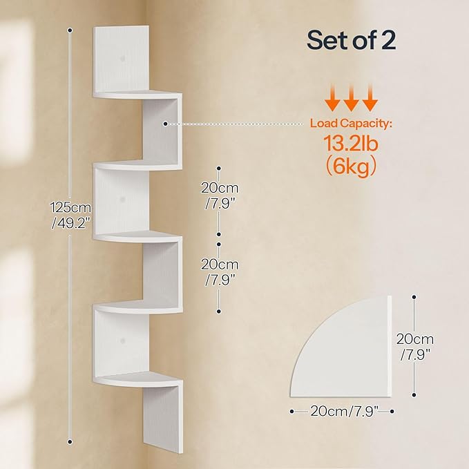 HOOBRO Corner Shelf Wall-Mounted, 5-Tier Corner Bookshelves - Image 2