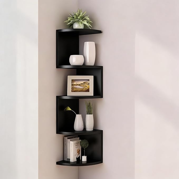 Corner Shelf Wall Mount, 5-Tier Floating Corner Bookshelf by Frawenleco