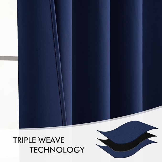 MIULEE Navy Blue Back Tab Blackout Curtains 90 Inches Long 2 Panels Set - Image 7