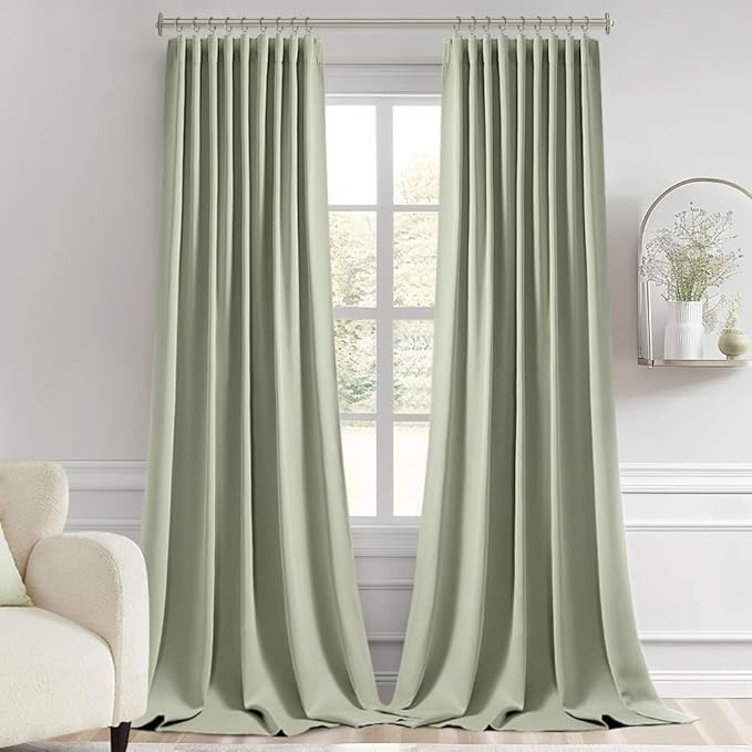 MIULEE Back Tab Sage Green Curtains 120 Inch Long 2 Panels Set - Image 9