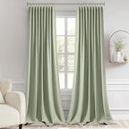 MIULEE Back Tab Sage Green Curtains 96 Inch Long 2 Panels Set - Image 9
