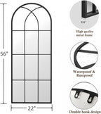 Mirror Full Length, Window Pane Wall Black Full Body Mirrors, Oversize - Image 2