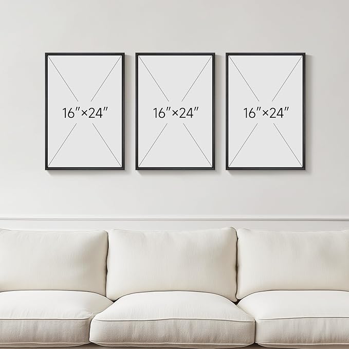 Framed Black and Beige Abstract Wall Art, 3 Piece Modern Canvas Prints - Image 3