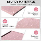 Peg Board, 2 Pack Metal Pegboard Panels Pink Pegboards Wall Organizer - Image 4