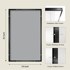 Koonmi Black Mirrors for Wall, 24x36 Inch Bathroom Mirror, Rectangular Wall - Image 2