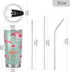 xigua 20oz Tumbler with Lid and Straw, Stainless Steel Vacuum Insulated Water Coffee Tumbler Cup, Beautiful Pink Flamingo Travel Mug Thermal Cup for Hot and Cold Drinks