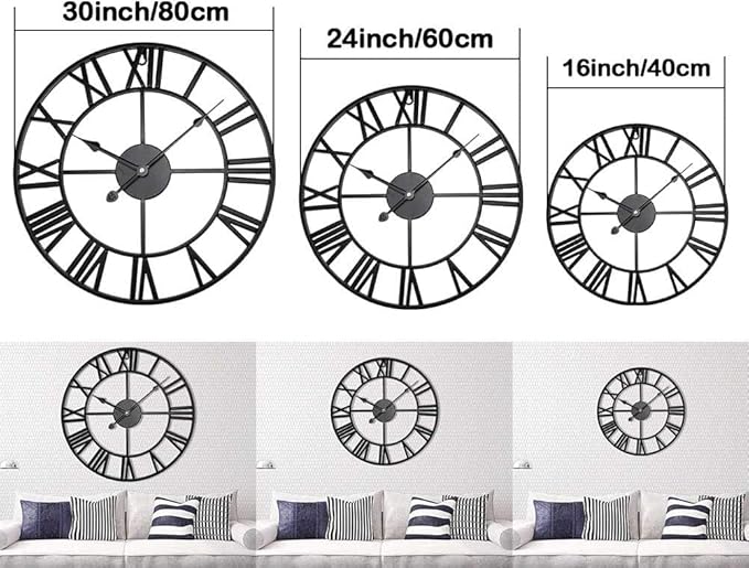 Antique Tower 30 inch Large Roman Numeral Wall Clock, Indoor Outdoor Patio - Image 4