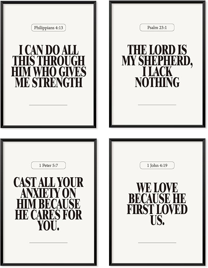 Locomiss Black and White Christian Wall Art Decor Posters, Modern Bible Verse by Unknown