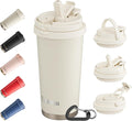 16oz Tumbler with 3 in 1 Lid - Travel Coffee Tumbler - 100% Leakproof and Spill Proof for Hot and Cold Drink - Coffee Mug for Travel, Office, School...(Beige)