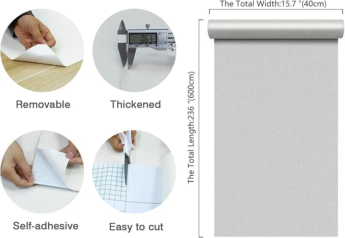 CHIHUT 15.7''x236'' Shimmer Pearl White Glitter Wallpaper Stick and Peel - Image 2