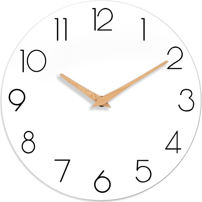 cicininc Wall Clock, 10 Inch Wooden Silent Non-Ticking, Decorative Battery by CICININCOfficial