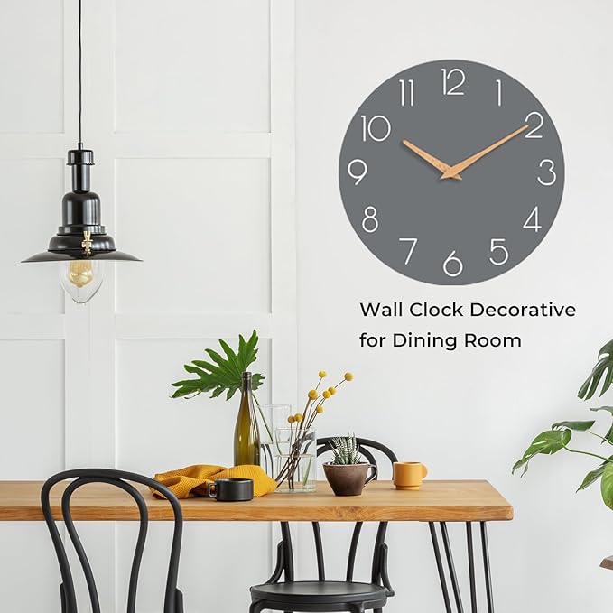 cicininc Wall Clock, 10 Inch Wooden Silent Non-Ticking, Decorative Battery - Image 5