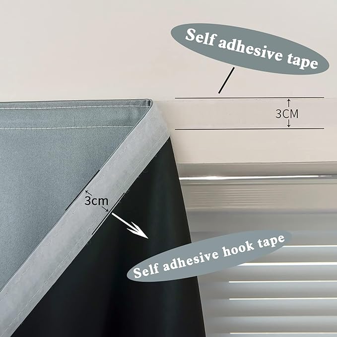AJAZZ Self Adhesive Curtains 100% Blackout Shades Window Cover Sticky Curtain - Image 5
