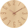 Wall Clock 12 Inch Silent Non-Ticking Imitation Wood Indoor Clock Round Beige by BAKBRAND